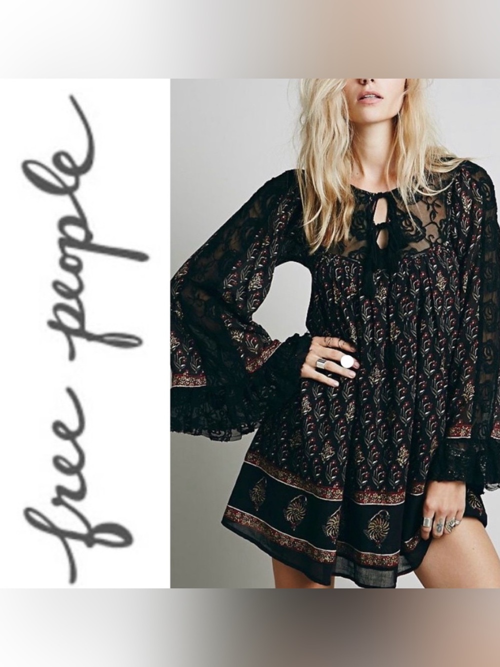 Free People Nomad Child Bell Sleeve Boho Babydoll Dress XS